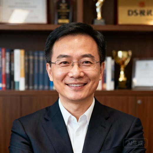 DS视讯创始人兼CEO陈维远博士的正式肖像，他身着深色西装，面带微笑，背景为办公室书架，展现专业与亲和力
